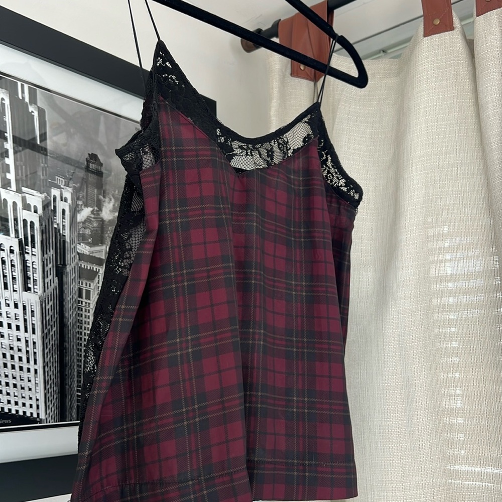 Plaid + Lace String Top